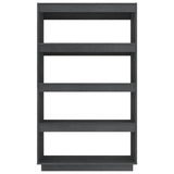 NNEVL Book Cabinet/Room Divider Grey 80x35x135 cm Solid Pinewood