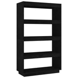 NNEVL Book Cabinet/Room Divider Black 80x35x135 cm Solid Pinewood