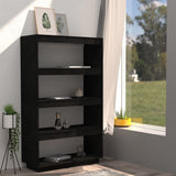 NNEVL Book Cabinet/Room Divider Black 80x35x135 cm Solid Pinewood