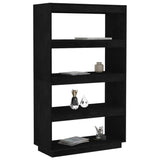 NNEVL Book Cabinet/Room Divider Black 80x35x135 cm Solid Pinewood