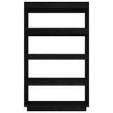 NNEVL Book Cabinet/Room Divider Black 80x35x135 cm Solid Pinewood