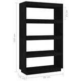 NNEVL Book Cabinet/Room Divider Black 80x35x135 cm Solid Pinewood
