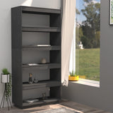 NNEVL Book Cabinet/Room Divider Grey 80x35x167 cm Solid Pinewood