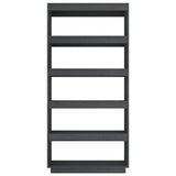NNEVL Book Cabinet/Room Divider Grey 80x35x167 cm Solid Pinewood