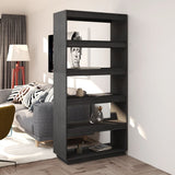 NNEVL Book Cabinet/Room Divider Grey 80x35x167 cm Solid Pinewood