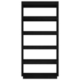 NNEVL Book Cabinet/Room Divider Black 80x35x167 cm Solid Pinewood