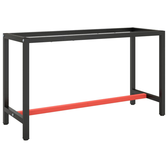 NNEVL Work Bench Frame Matte Black and Matte Red 140x50x79 cm Metal