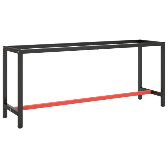 NNEVL Work Bench Frame Matte Black and Matte Red 190x50x79 cm Metal