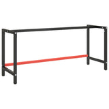 NNEVL Work Bench Frame Matte Black and Matte Red 180x57x79 cm Metal
