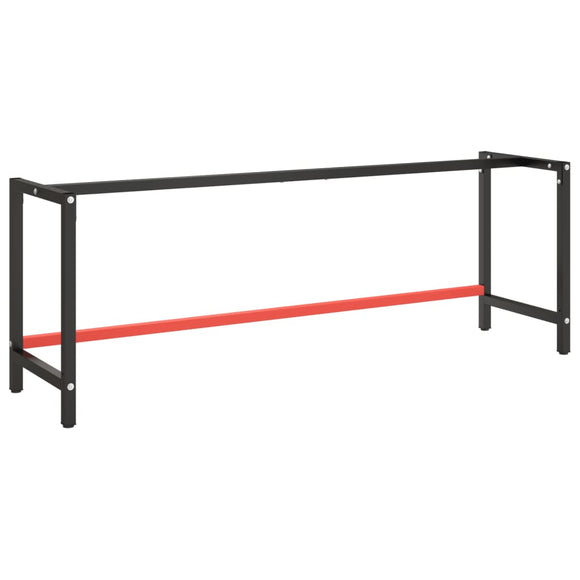 NNEVL Work Bench Frame Matte Black and Matte Red 220x57x79 cm Metal