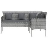NNEVL L-shaped Couch Sofa with Cushions Poly Rattan Grey