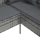 NNEVL L-shaped Couch Sofa with Cushions Poly Rattan Grey