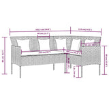 NNEVL L-shaped Couch Sofa with Cushions Poly Rattan Grey