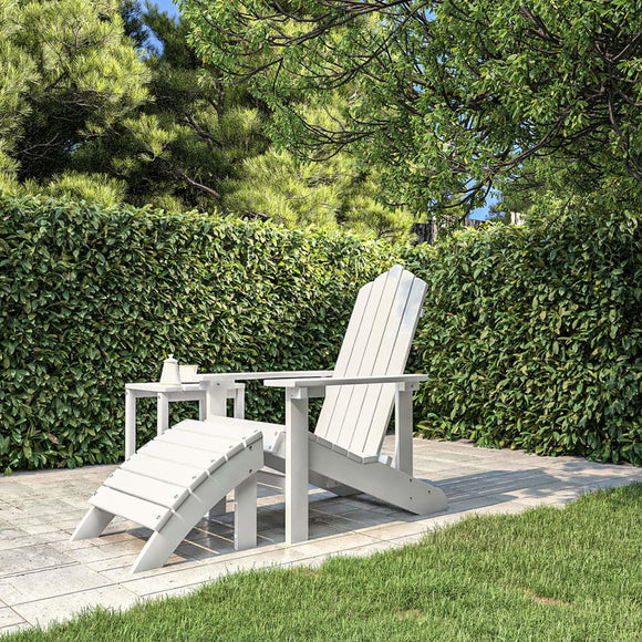 NNEVL Garden Adirondack Chair with Footstool HDPE White