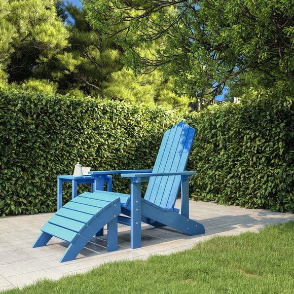NNEVL Garden Adirondack Chair with Footstool HDPE Aqua Blue