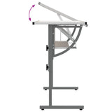 NNEVL Craft Desk White and Grey 110x53x(58-87) cm Engineered Wood and Steel