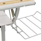 NNEVL Craft Desk White and Grey 110x53x(58-87) cm Engineered Wood and Steel