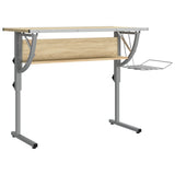 NNEVL Craft Desk Sonoma Oak and Grey 110x53x(58-87)cm Engineered Wood and Steel