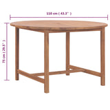 NNEVL Garden Dining Table Ø110x75 cm Solid Wood Teak