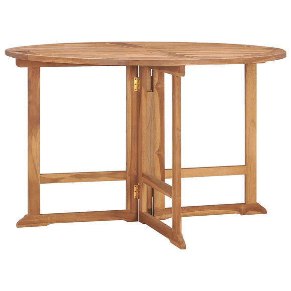 NNEVL Folding Garden Dining Table Ø110x75 cm Solid Wood Teak