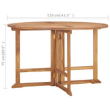 NNEVL Folding Garden Dining Table Ø110x75 cm Solid Wood Teak