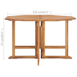 NNEVL Folding Garden Dining Table 110x110x75 cm Solid Wood Teak