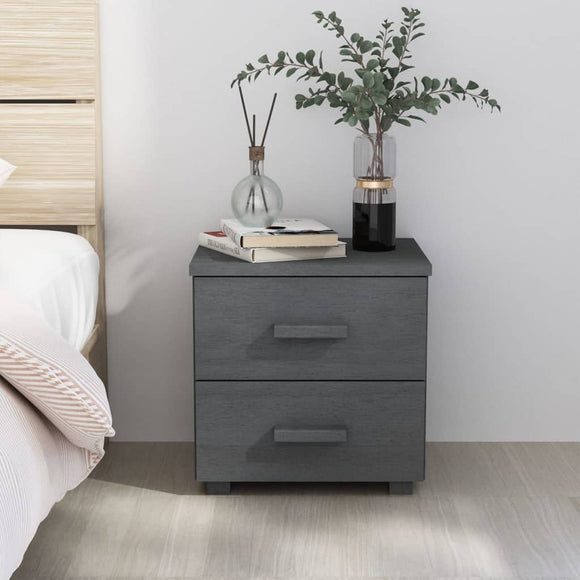 NNEVL Bedside Cabinet Dark Grey 40x35x44.5 cm Solid Wood Pine