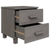 NNEVL Bedside Cabinet "HAMAR" Light Grey 40x35x44.5 cm Solid Pinewood