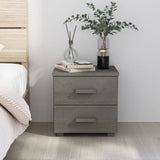 NNEVL Bedside Cabinet "HAMAR" Light Grey 40x35x44.5 cm Solid Pinewood