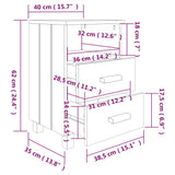 NNEVL Bedside Cabinet White 40x35x62 cm Solid Wood Pine