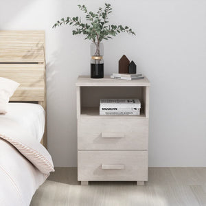 NNEVL Bedside Cabinet White 40x35x62 cm Solid Wood Pine