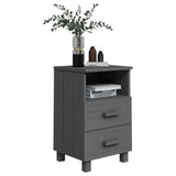 NNEVL Bedside Cabinet Dark Grey 40x35x62 cm Solid Wood Pine