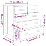 NNEVL Sideboard Dark Grey 79x40x80 cm Solid Wood Pine