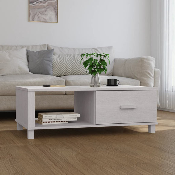 NNEVL Coffee Table White 100x55x35 cm Solid Wood Pine