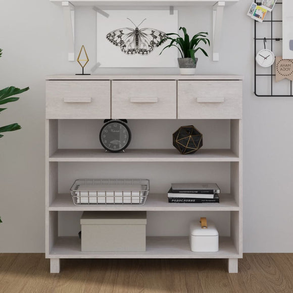 NNEVL Console Table White 90x35x90 cm Solid Wood Pine