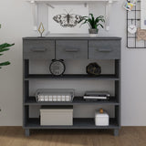 NNEVL Console Table Dark Grey 90x35x90 cm Solid Wood Pine