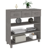 NNEVL Console Table Light Grey 90x35x90 cm Solid Wood Pine