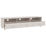 NNEVL TV Cabinet "HAMAR" White 158x40x40 cm Solid Wood Pine