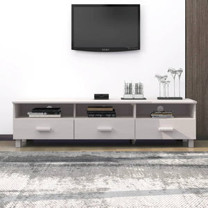 NNEVL TV Cabinet "HAMAR" White 158x40x40 cm Solid Wood Pine