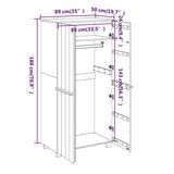 NNEVL Wardrobe Light Grey 89x50x180 cm Solid Wood Pine