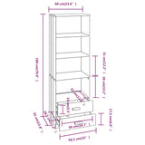 NNEVL Highboard White 60x35x180 cm Solid Wood Pine