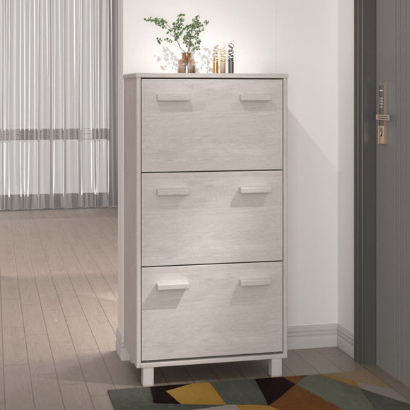 NNEVL Shoe Cabinet White 59.5x35x117 cm Solid Wood Pine
