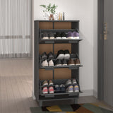 NNEVL Shoe Cabinet Dark Grey 59.5x35x117 cm Solid Wood Pine