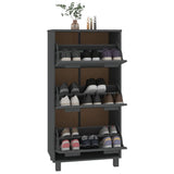 NNEVL Shoe Cabinet Dark Grey 59.5x35x117 cm Solid Wood Pine