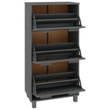 NNEVL Shoe Cabinet Dark Grey 59.5x35x117 cm Solid Wood Pine