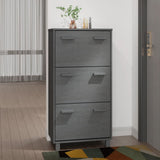 NNEVL Shoe Cabinet Dark Grey 59.5x35x117 cm Solid Wood Pine