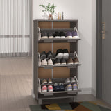 NNEVL Shoe Cabinet Light Grey 59.5x35x117 cm Solid Wood Pine