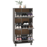 NNEVL Shoe Cabinet Light Grey 59.5x35x117 cm Solid Wood Pine