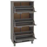 NNEVL Shoe Cabinet Light Grey 59.5x35x117 cm Solid Wood Pine