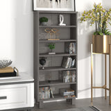 NNEVL CD Cabinet Light Grey 45x18x100 cm Solid Wood Pine